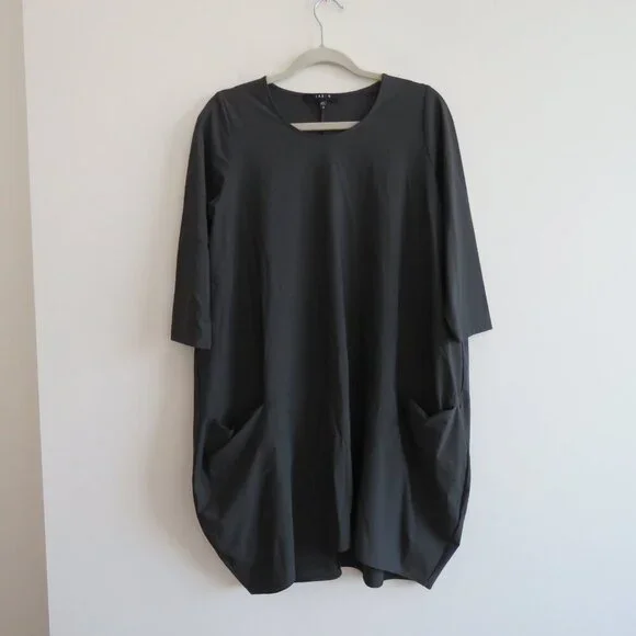 JASON Portofino Pocket Tunic Top in Dark Gray Lagenlook Minimalist - Size S - Picture 2 of 16